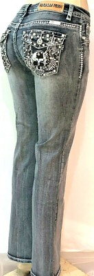 PLATINUM PLUSH LADIES SKULL & WINGS RHINESTONE DENIM BOOT