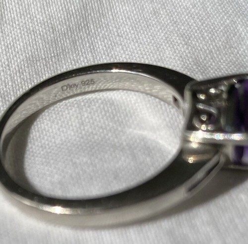 Premium Moroccan Amethyst, Diamond Trillion Ring Size 8 Platinum Plated 925 - Picture 6 of 7