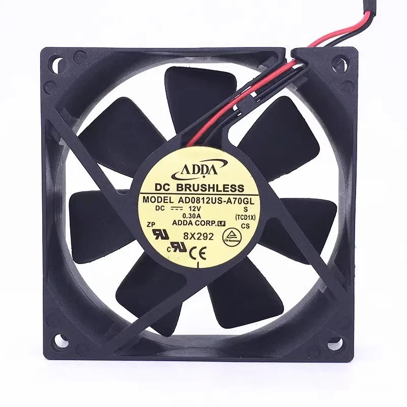 1XADDA AD0812US-A70GL 12V 0.30A 2-wire Power Supply Chassis Cooling Fan 8cm 8025 - Image 2 of 4