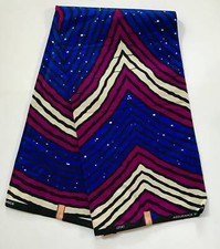 African Fabric/ Ankara - Blue, Purple, Cream 'Biriwa Rebel' , YARD or WHOLESALE