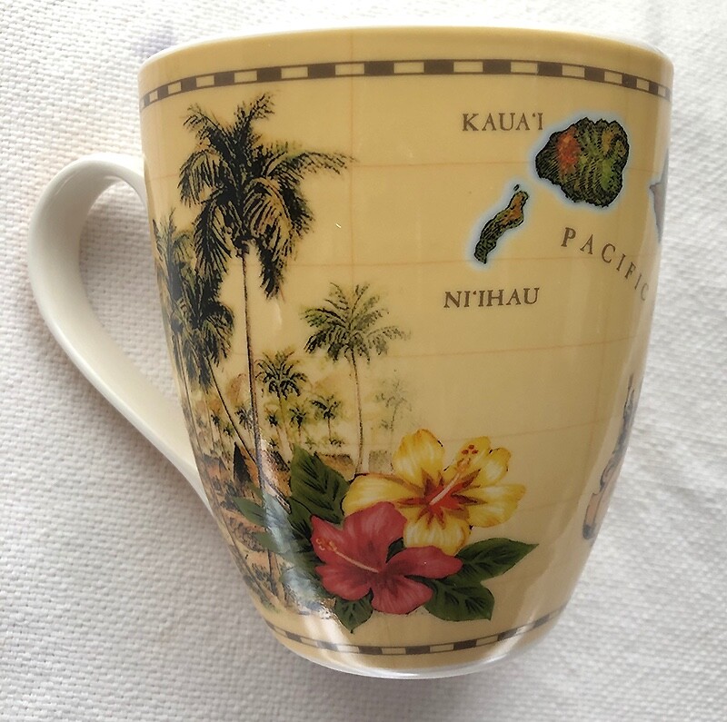 11oz Coffee Mug Island Map Aloha Porcelain Dishwasher Safe Hawaiian