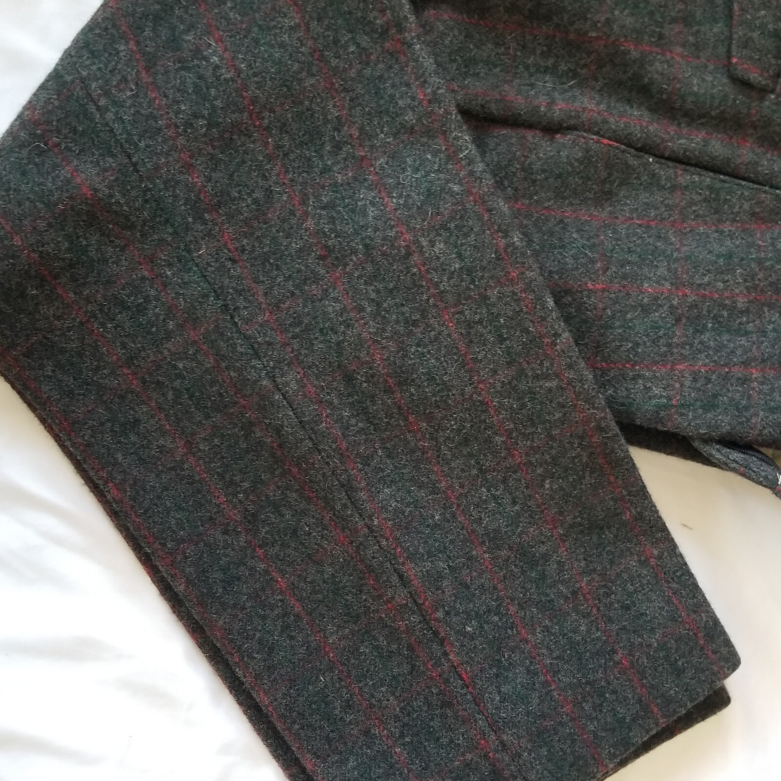 Vintage Woolrich Malone Heavy Wool Hunting Winter Pants Grey Red