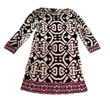 Laundry Bateau Neck Retro Print Slip Over Shift Career Mini Dress Size 4