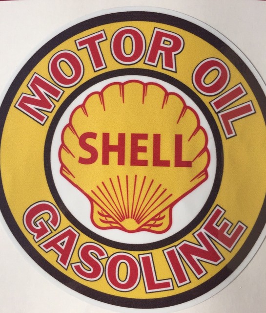 ROUND SHELL OIL GASOLINE SUPER HIGH GLOSS OUTDOOR 4 INCH DECAL STICKER