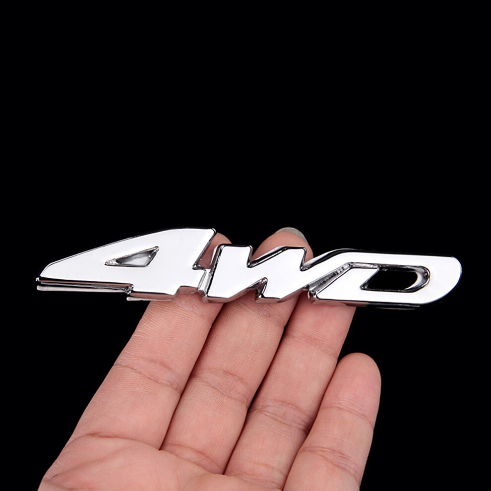 3D Chrome 4WD Car Silver Badge Emblem 4x4 Four Wheel Drive Logo Decal Sticker