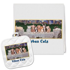 Cat Kitchen Dish Towel and Pot Holder Gift Set