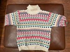 Vintage Talbots Ugly Sweater Christmas Holiday Sweater Medium Cotton Turtleneck