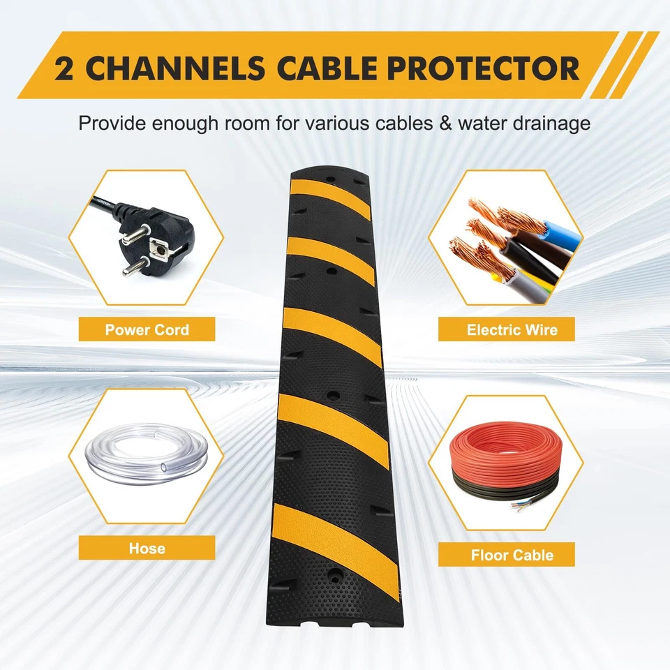Paquete de 2 topes de velocidad de goma de 6 pies 2 canales 25000 libras de carga joroba de velocidad de alta resistencia Foto 4 de 4