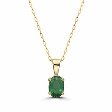 Birthstone 14K Yellow Gold Emerald 0.59 cts 18" Pendant Necklace