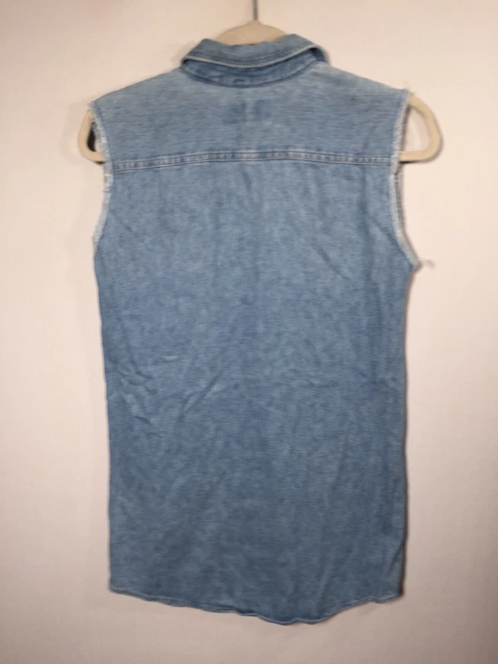 Route 66 Mujer Denim Azul Sin Mangas Botón Camisa Túnica Vestido Talla S Algodón Foto 4 de 4