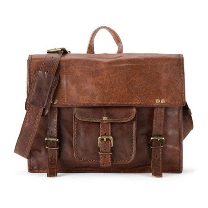Mens Genuine Classic Vintage Leather Messenger Man Laptop Briefcase Bag Satchel