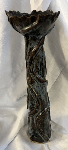 Unique Studio Pottery Karina Lord Floral Display Stand 15" Tall Brown & Grey - Picture 18 of 20