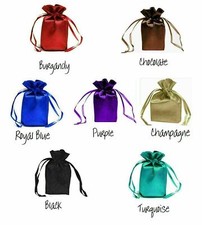 SATIN BAGS 4 each 5" x 7" draw string bag choose color wedding jewelry pouch