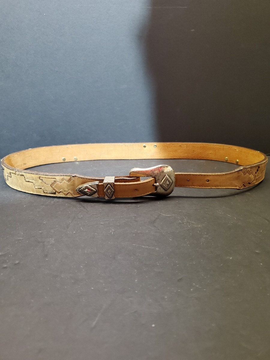 Vintage Nocona Western Style Belt - Blonde Leather w/ Silver  display picture 2