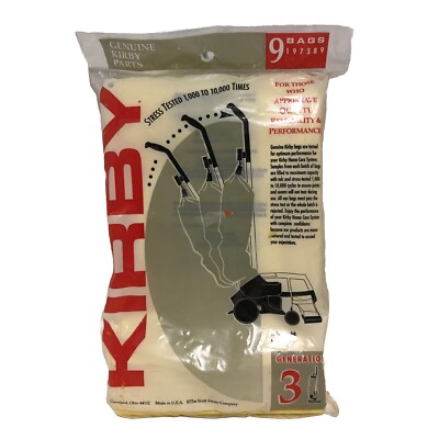 Genuine Kirby 197389 Vacuum Cleaner Bags for Generation 3 Uprights - 9 Pk NEW