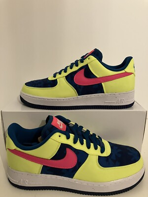 New Nike Air Force 1 Nike ID Nike by You Fleece Camo Blue Volt Pink size 8