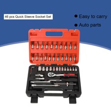 46pcs 1/4" Drive Socket Ratchet Wrench Tool Kit with Bit Socket Repair Tools Set