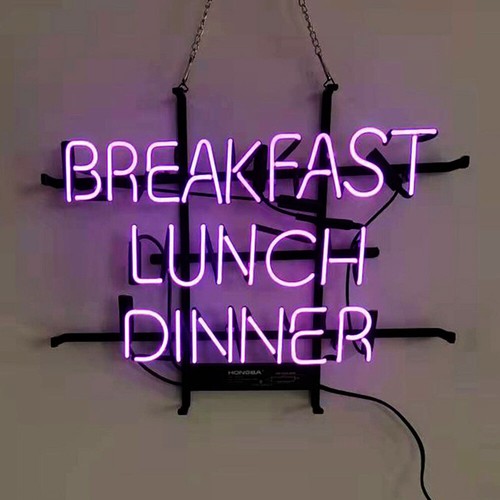 Breakfast Lunch Dinner Real Glass Neon Sign Restaurant Advertising ...