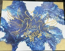 Acrylic Painting - 9”x12” Hand Painted Artwork on Canvas “Love Birds“ Signed