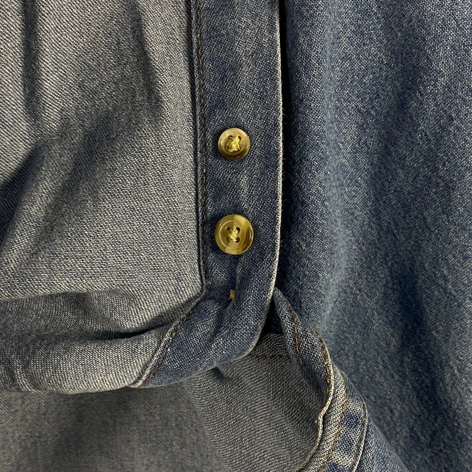 Jonathan Corey Mens XL Long Sleeve Button Down Denim Shirt Blue Pocket Logo Vtg - Image 4 of 4