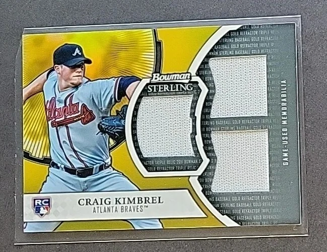 Parche de novato Craig Kimbrel 2011 Bowman refractor de oro esterlina #/50 RC Braves Foto 2 de 4