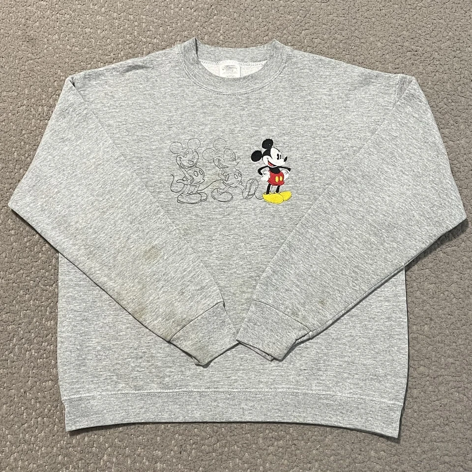 Sudadera Mickey & Co Para Hombre L Gris Bordada Walt Disney World Pullover Foto 3 de 4