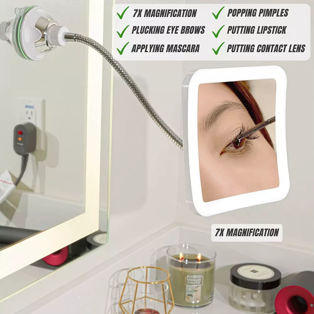 Sunplustrade Makeup Mirror with LED Lights and Magnification