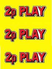 SHEET OF X12 - 2P MACHINE - CROMPTONS ARCADE STICKERS - FREE NEXT DAY DELIVERY