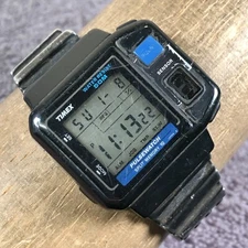 Timex Men Multifunction  Black Rubber 38mm Quartz Digital Pulse Watch 7 1/4"