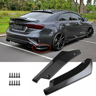 For KIA Forte GT 2020-2024 Glossy Black Rear Bumper Diffuser Splitter Canards 2X