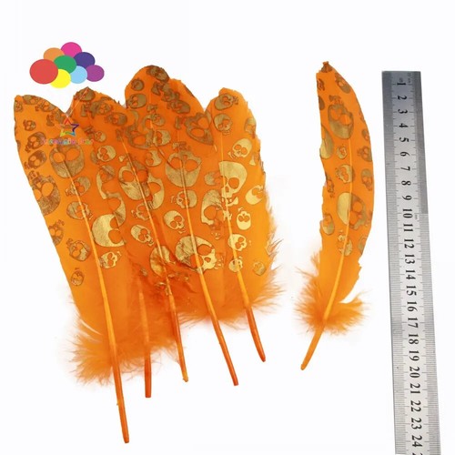 10/100pcs Beautiful Goose Feathers Skull Print High Quality Swan Handicraft - Picture 6 of 21