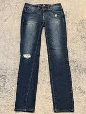 SO Jeans Womens 0 Skinny Stretch Blue Denim Dark Wash Distressed