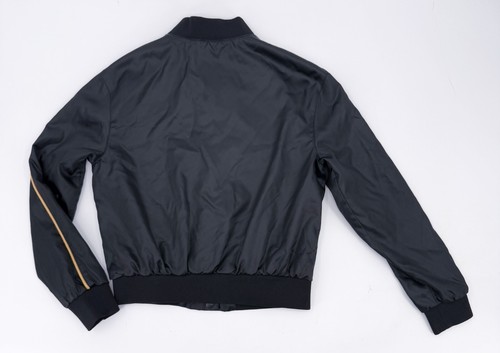 Nike Jacket Girls Large Black Full Zip Varsity Jacket Satin Pockets - Picture 2 of 12