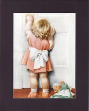 8X10" Matted Print Painting Art Picture, Bessie Pease Gutmann: Girl at Door