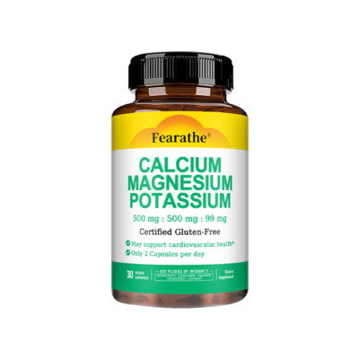 Calcium Magnesium Potassium Cardiovascular Muscle Bone Health 30-120 Capsules