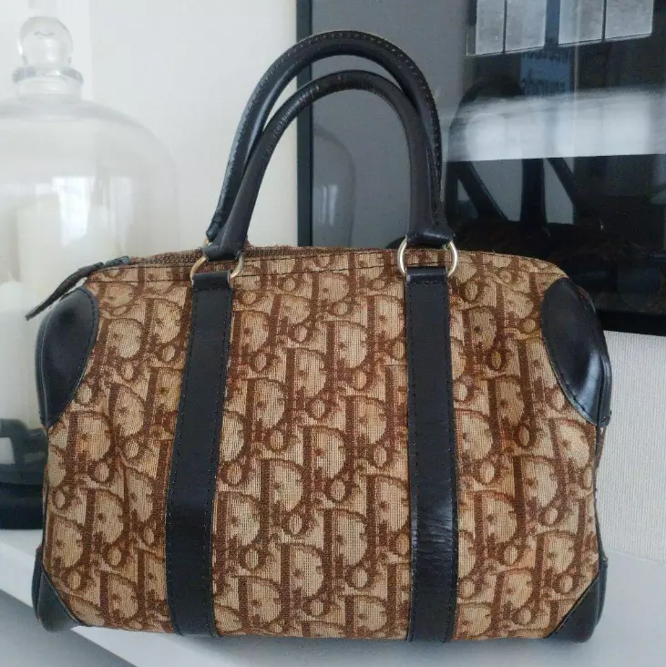 Sac à main Christian Dior Trotter mini Boston toile cuir marine beige du Japon