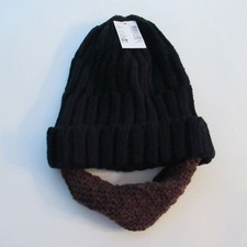 Childrens Winter Knit Dwarf Hat Boys Sz L/XL Old Beard Beanie Cap Black 8 Years