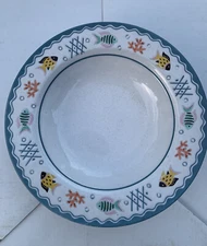 Studio Nova Seafest Cereal Soup Bowl 8”  Fish Ocean Beach Blue Rim 