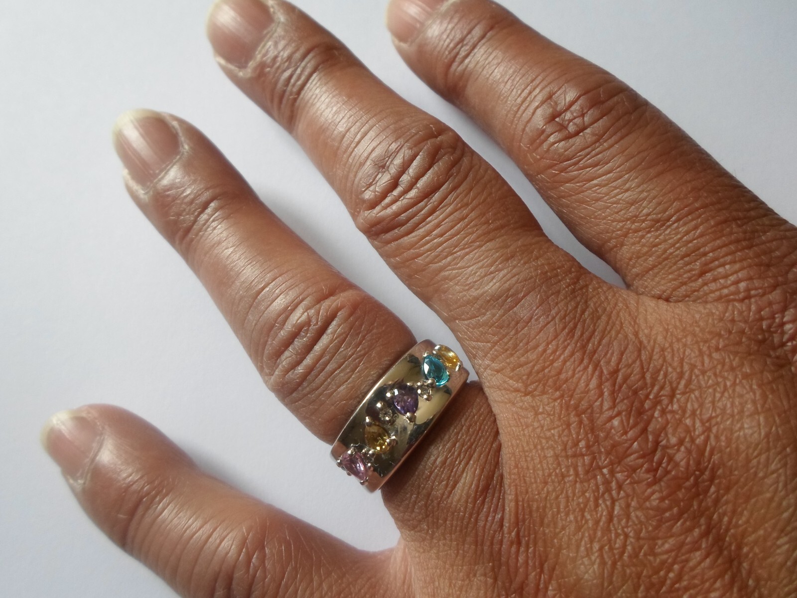 solid silver ring, multi-stone, size 53 - image 2