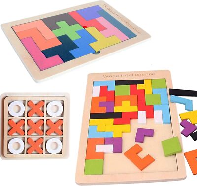 Tetris Puzzle Tic Tac Toe Brettspiel Set Montessori für Kinder Denkspiele 
