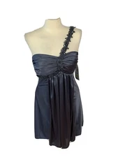 Morgan & Co Juniors Size Medium Prom Semi-Formal Dress Gray Steel Satin