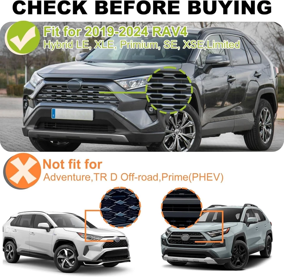 Luces de parrilla delanteras para Toyota RAV4 2019-2024 LE SE XLE XSE accesorios limitados Foto 3 de 4