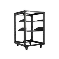 15U Open Frame Network Server Rack 19-inch 4 Post AV Rack with Casters for Fl...