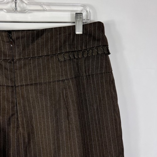 Worthington Skirt Women's Size 16 Below Knee High Rise Brown Pinstriped Stretch - Picture 8 of 13