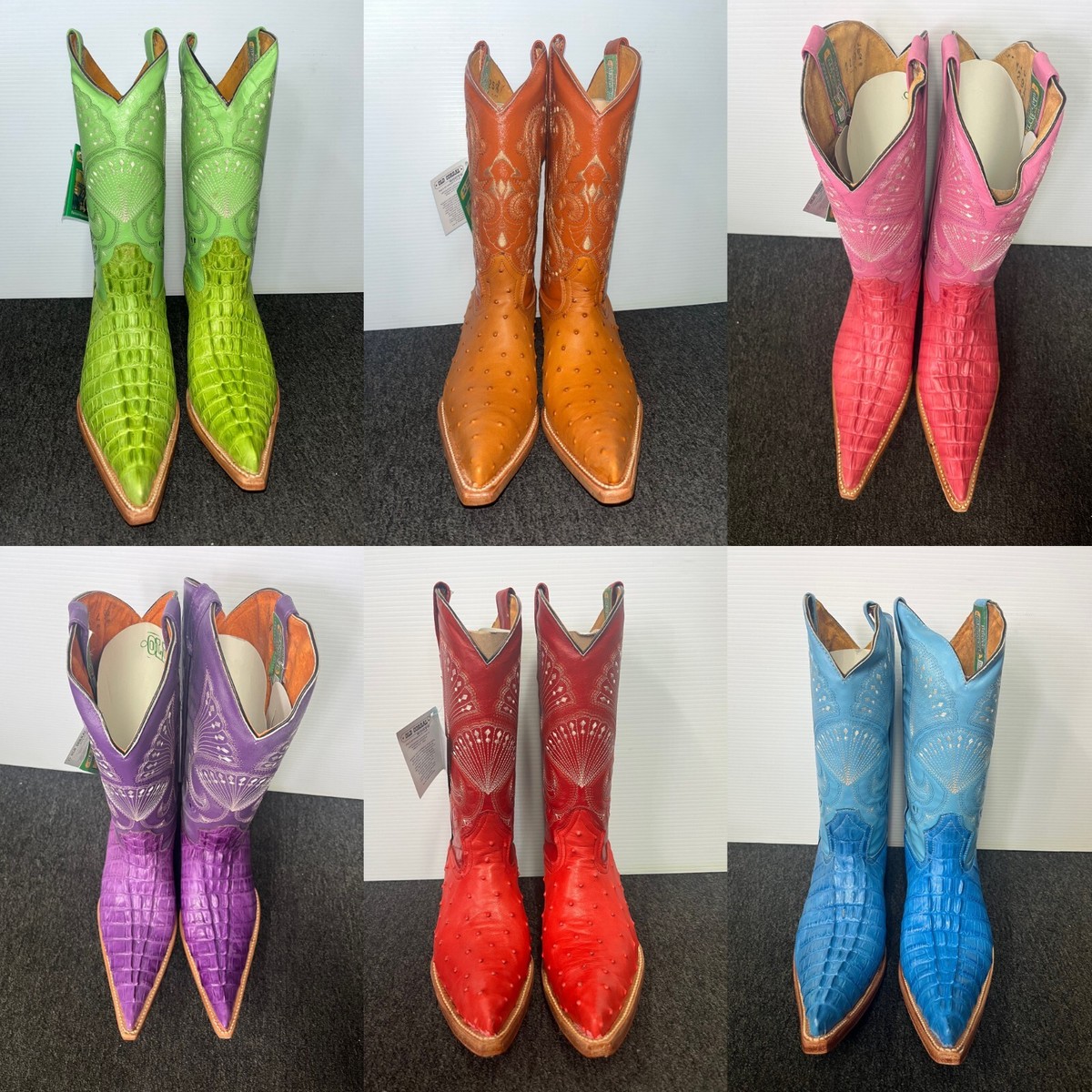 Bota de Hombre Vaquera grabada Avestruz O Caiman Cola Punta