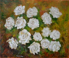 White Roses Oil Original Painting canvas 24x20 Hand Painted YSArt