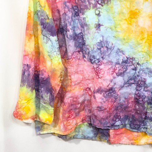 Jamie Nicole Plus Size 3X Top Handmade Tie Dye Linen Embroidered Floral 1025 - Bild 10 von 14