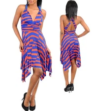 WOMENS Dress Sun CLUB Handkerchief Racerback  babydoll Pleated  Halter S M L