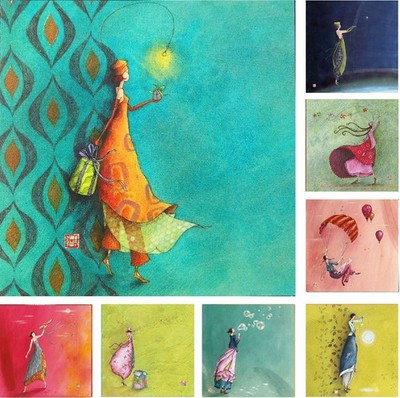 Gaelle Boissonnard ''Verschiedenes'' Postkarte 14x14  Grußkarte Aquarupella Ausw.