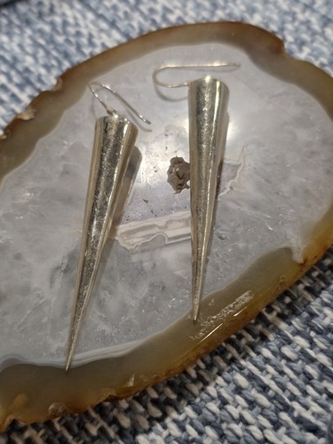 Vintage Sterling Silver .925 Long Spike Drop Earrings 2in